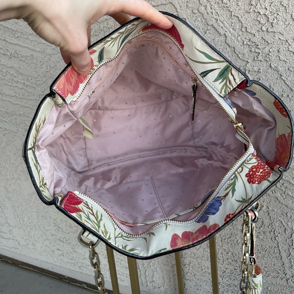 KATE SPADE Cream Multicolor Floral Leather Bag Kingston Blossom Vivian Tote Bag - Picture 14 of 17